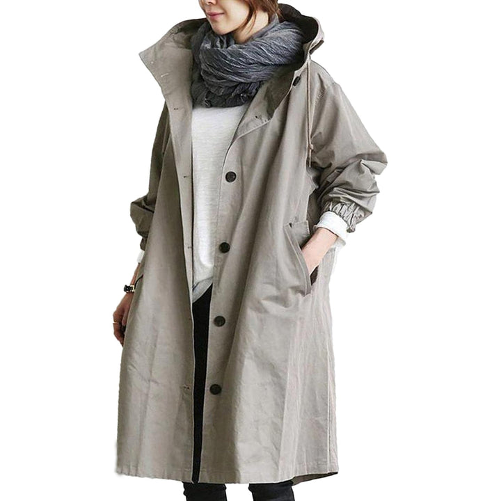 Trendy Long Raincoat for Women - Elise-Grey-S-The Livary