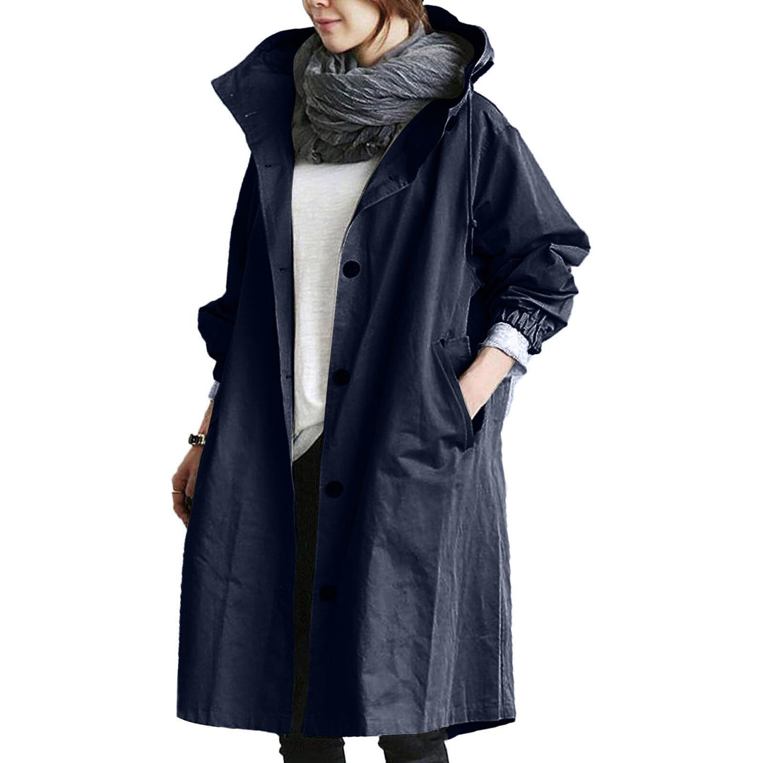 Trendy Long Raincoat for Women - Elise-Dark blue-S-The Livary