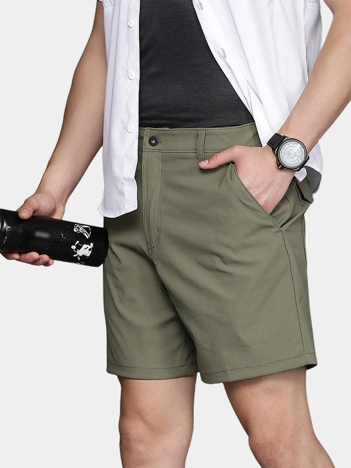 Summer chino shorts with a comfort fit – Matteo-Orange-red-28-The Livary