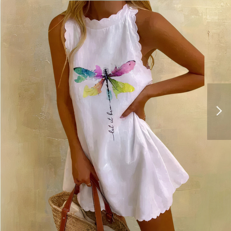 Summer Dress - Eva-White (Butterfly print)-XS-The Livary