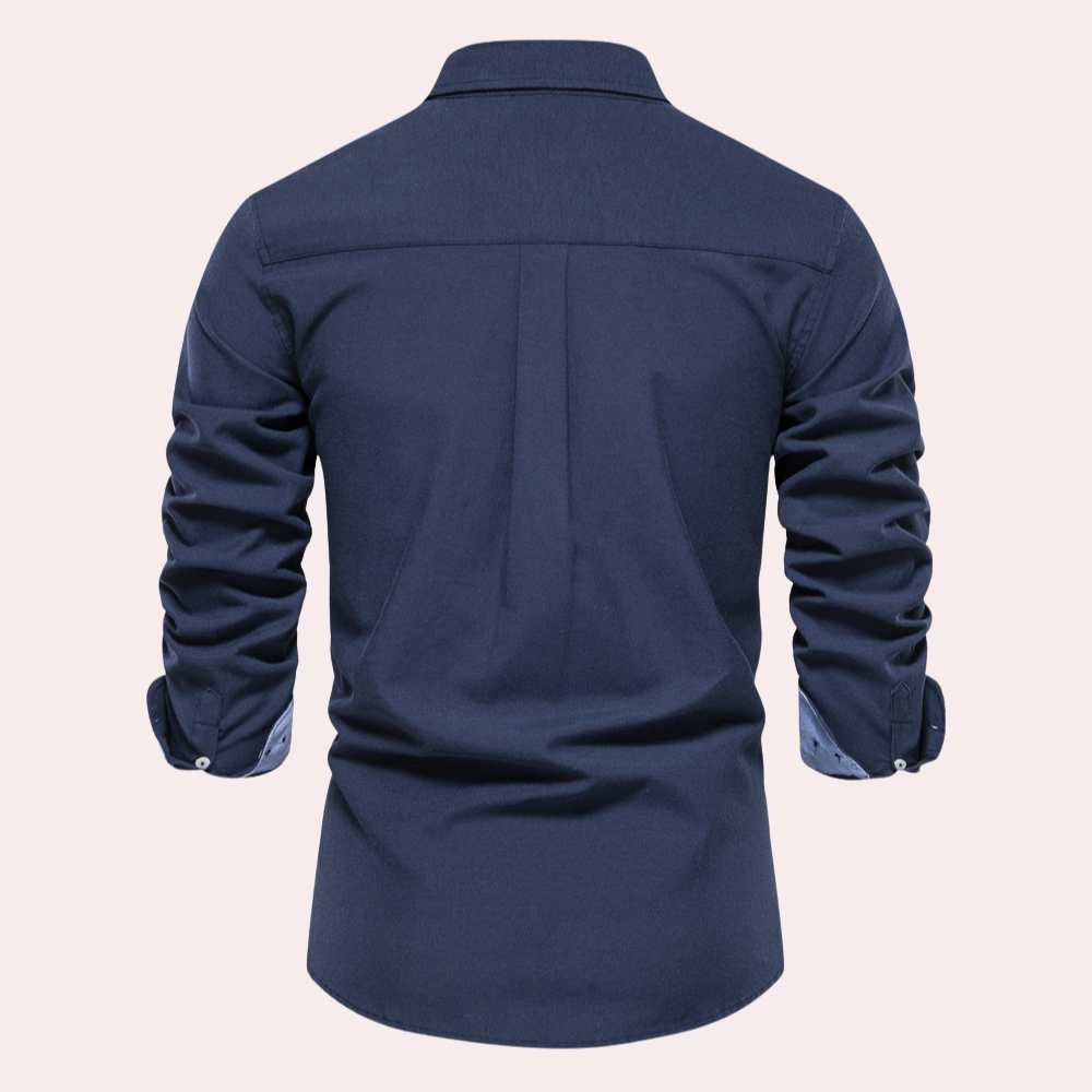 Casual Men's Shirt with Long Sleeves - Remy-Black-S-The Livary