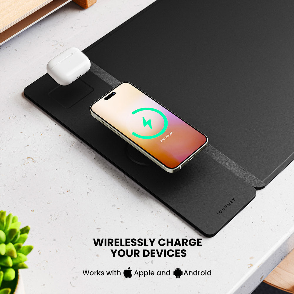 Wireless Rechargeable Desk Mat - ChargePad Flex-Black-The Livary