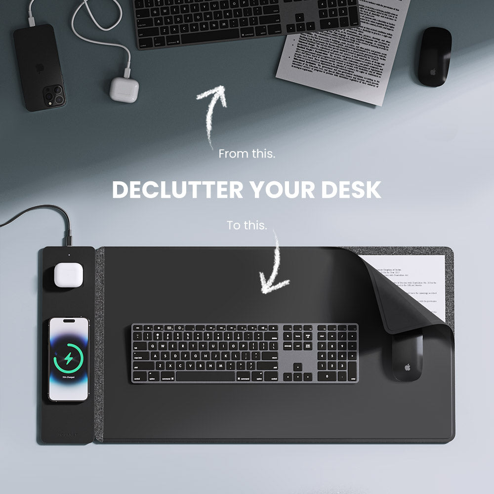 Wireless Rechargeable Desk Mat - ChargePad Flex-Black-The Livary