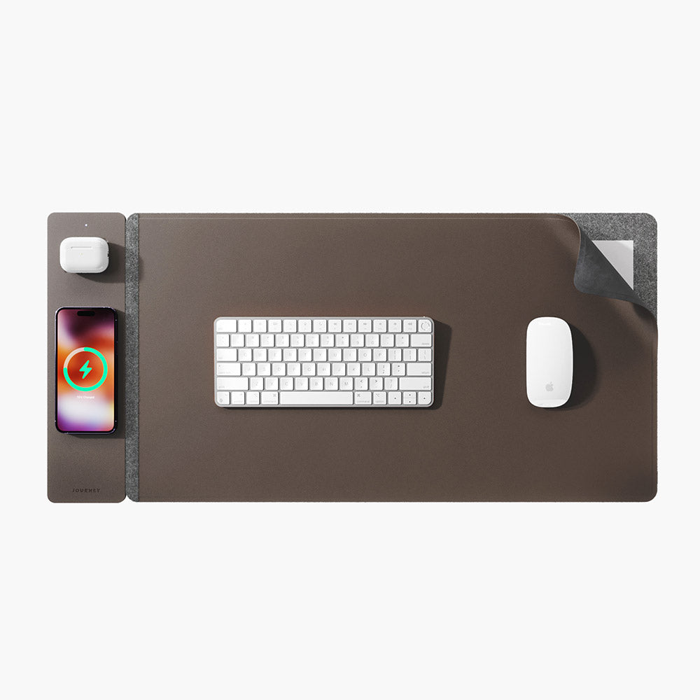 Wireless Rechargeable Desk Mat - ChargePad Flex-Dark brown-The Livary