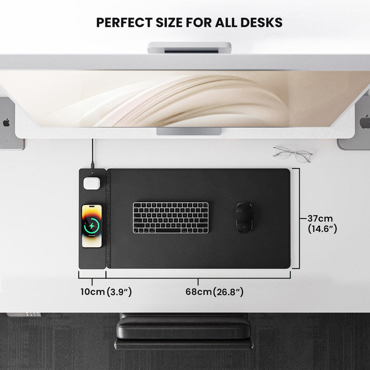 Wireless Rechargeable Desk Mat - ChargePad Flex-Black-The Livary