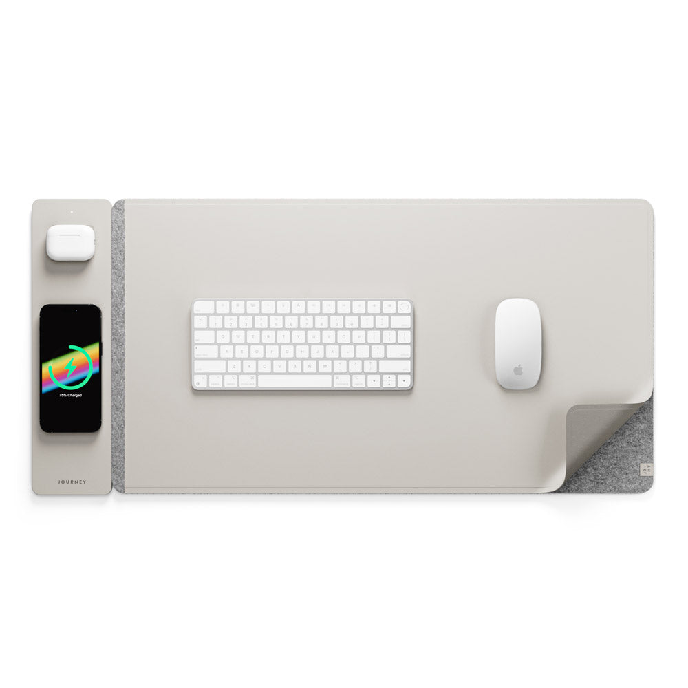 Wireless Rechargeable Desk Mat - ChargePad Flex-Light grey-The Livary