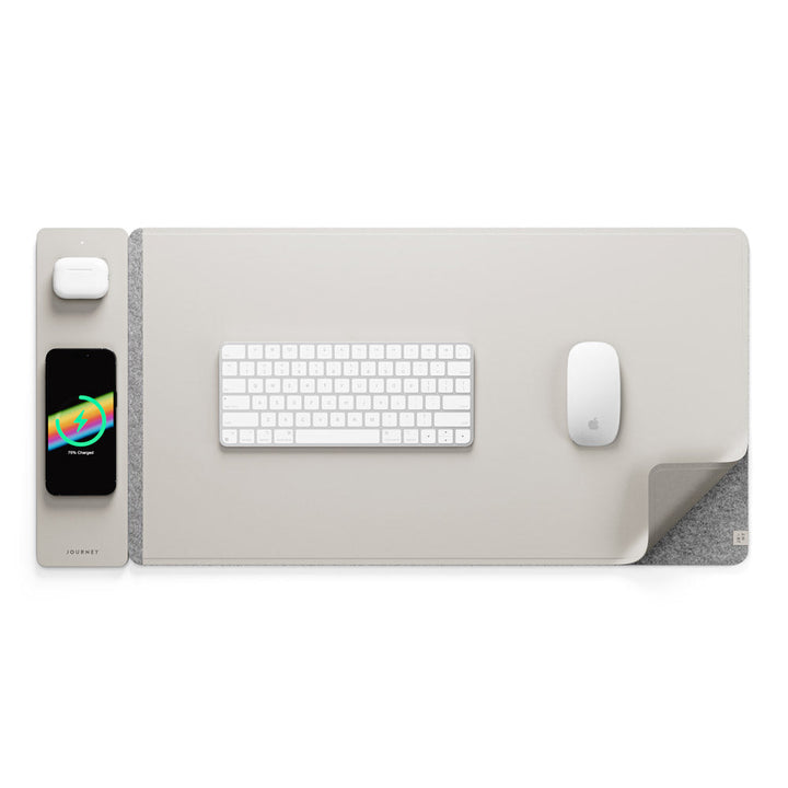 Wireless Rechargeable Desk Mat - ChargePad Flex-Light grey-The Livary
