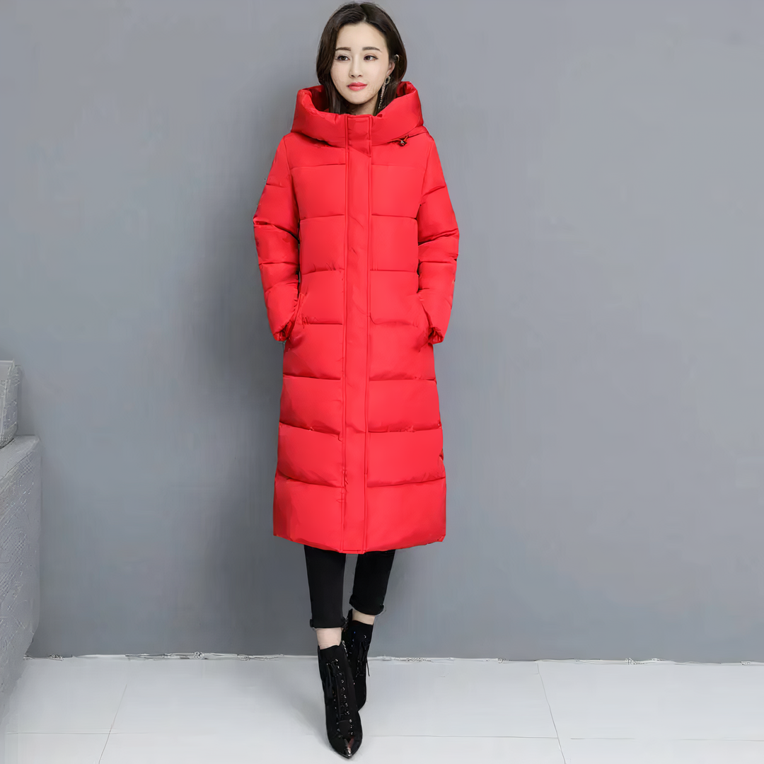 Long Quilted Jacket - Mila-Red-M-The Livary