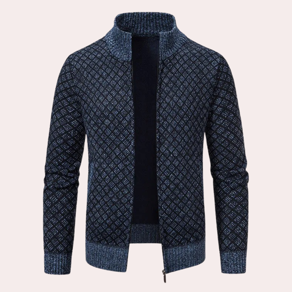 Runia - Knitted Cardigan for Men-Blue-grey-S-The Livary
