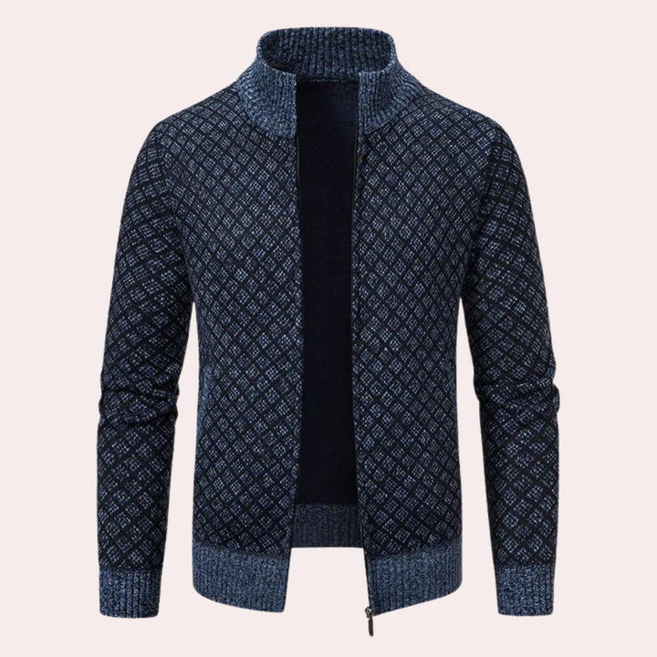 Runia - Knitted Cardigan for Men-Blue-grey-S-The Livary