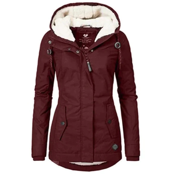 Trendy Winter Coat for Women - Evelina-Red-S-The Livary