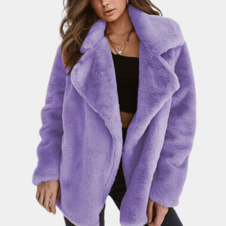 Ellle - Warm Teddy Winter Coat for Women-Purple-XS-The Livary