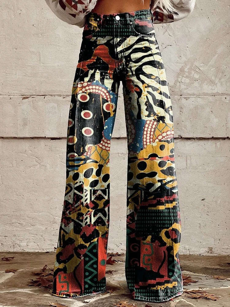 Lightweight Long Ladies Trousers - Lina-Abstract-S-The Livary