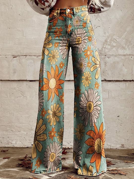 Lightweight Long Ladies Trousers - Lina-Blossom-S-The Livary