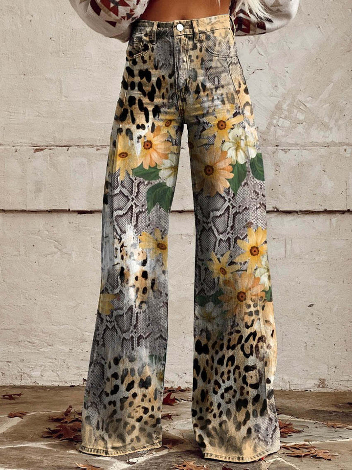 Lightweight Long Ladies Trousers - Lina-Leopard-S-The Livary