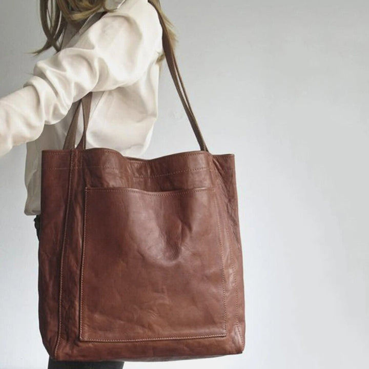 Stylish Leather Ladies Shoulder Bag - Elisa-Light brown-The Livary