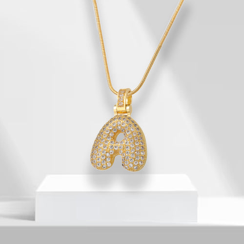 Bubble Letters Necklace with Pendant - LuxeLette-A-The Livary