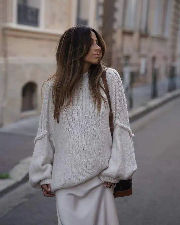 Oversized Knitted Women's Sweater - Mia-Black-S-The Livary