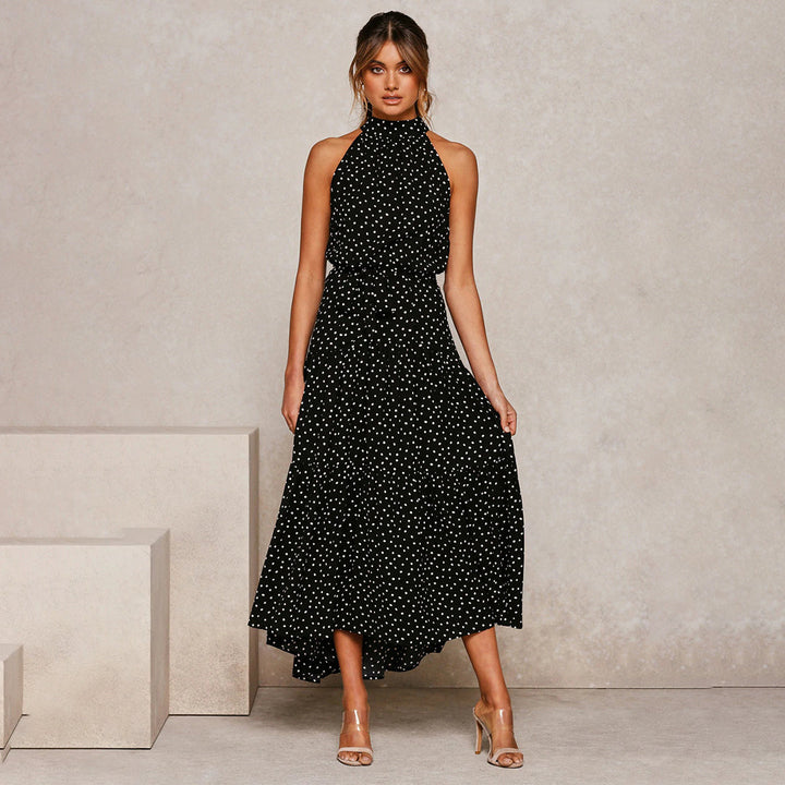 Stylish Long Summer Dress - Lucienne-Black-S-The Livary