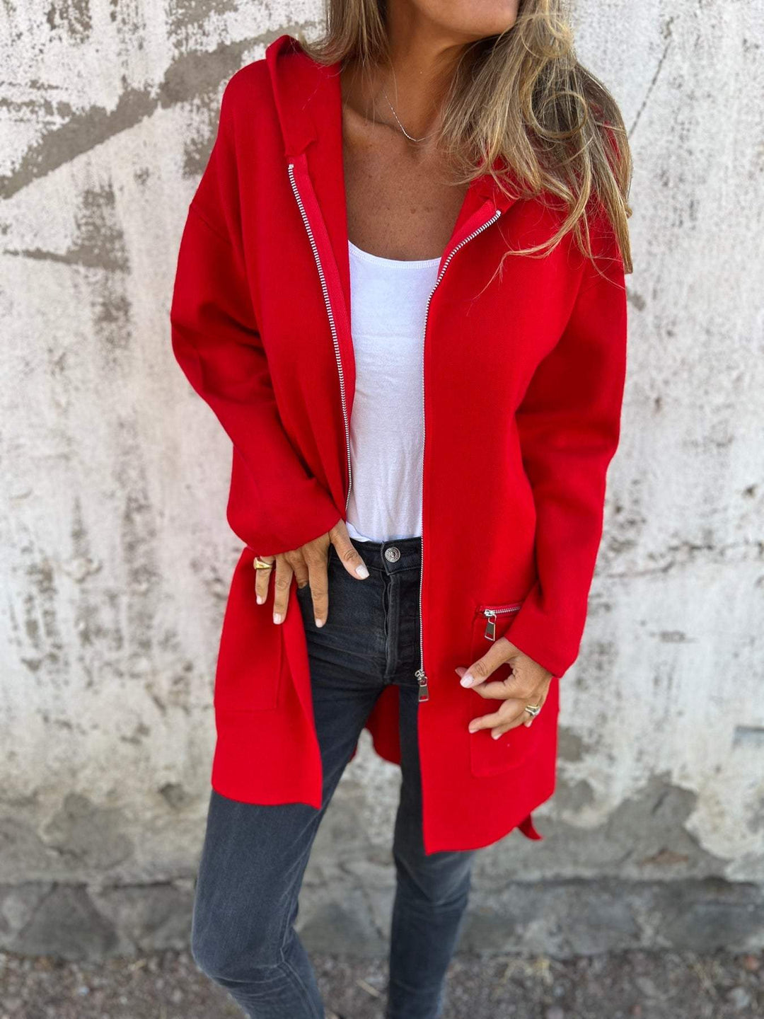 Half-length Hooded Zip-Up Jacket - Isla-Grey-S-The Livary