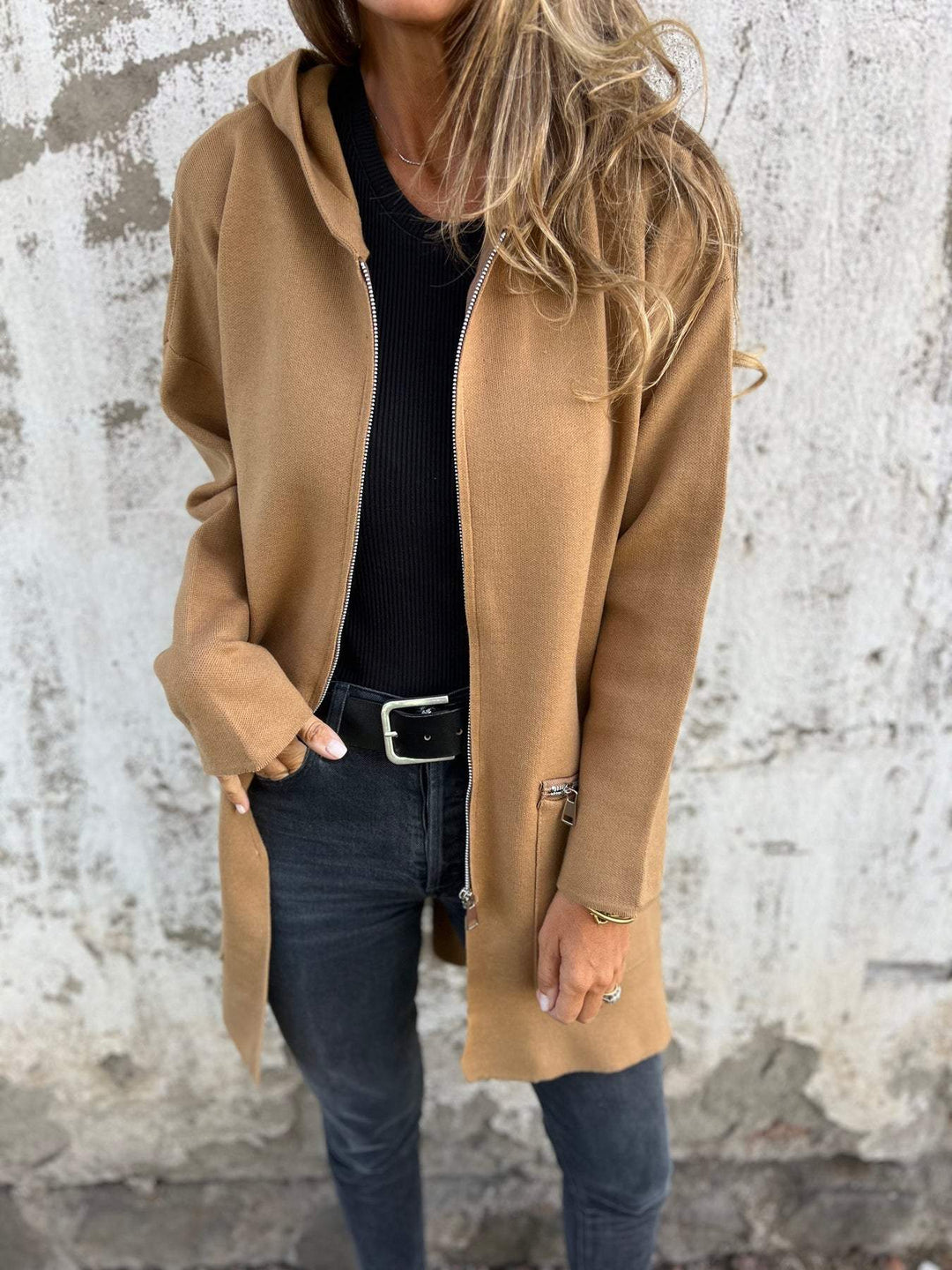 Half-length Hooded Zip-Up Jacket - Isla-Brown-S-The Livary