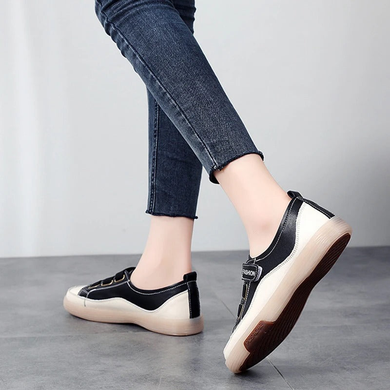 Elegant real leather sneakers for women – Beatrice-Black-3-The Livary