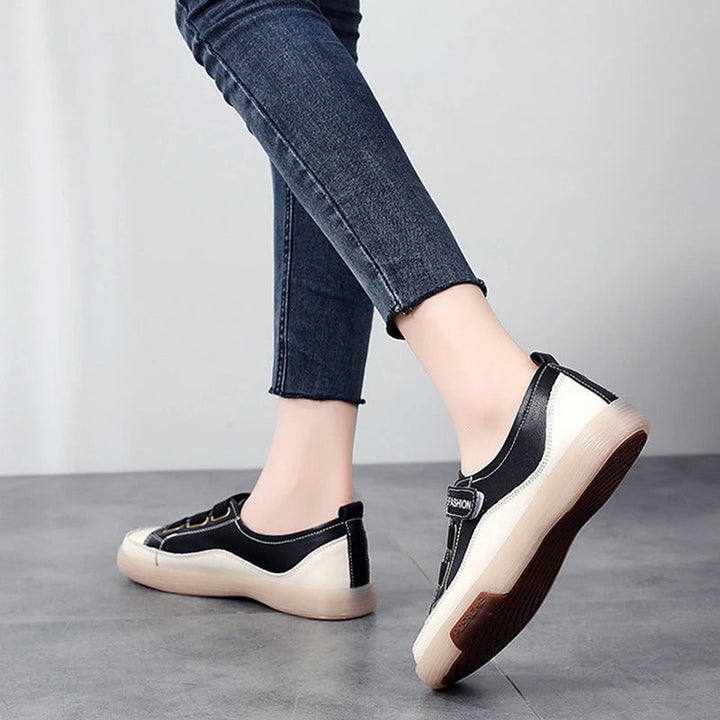 Elegant real leather sneakers for women – Beatrice-Black-3-The Livary