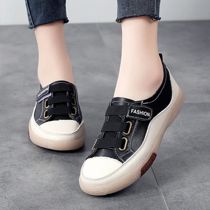 Elegant real leather sneakers for women – Beatrice-Black-3-The Livary