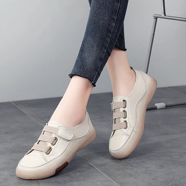 Elegant real leather sneakers for women – Beatrice-Beige-3-The Livary