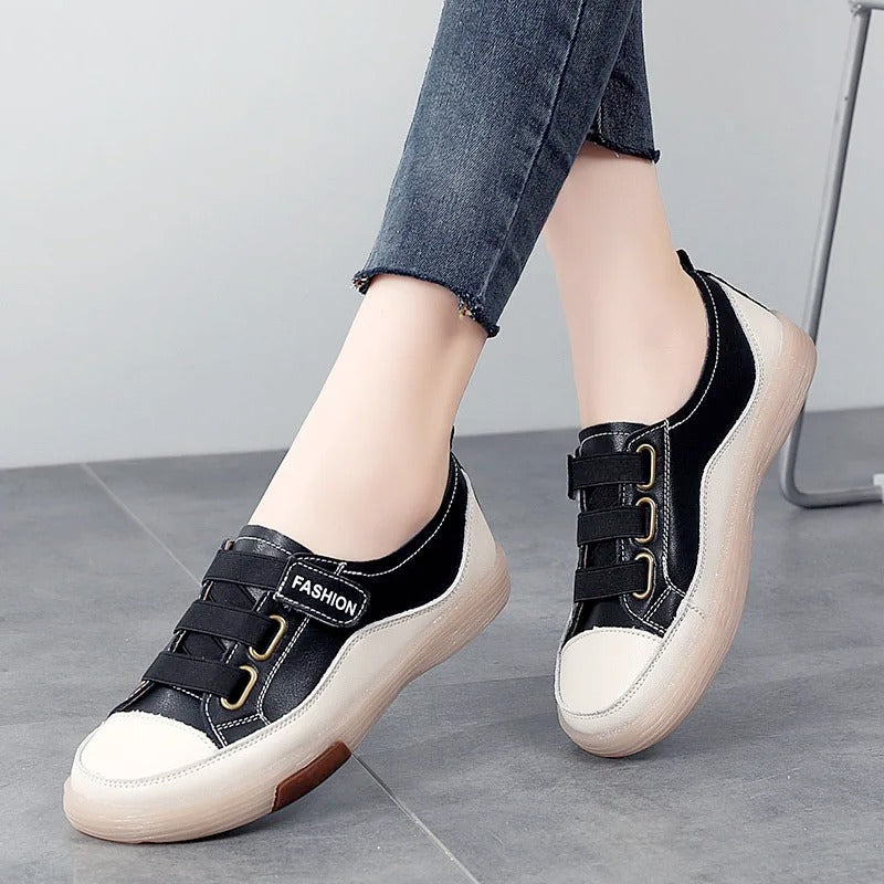 Elegant real leather sneakers for women – Beatrice-Black-3-The Livary