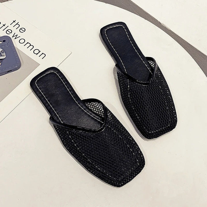 Women's mesh mules with closed toe - Odessa-Black-3-The Livary