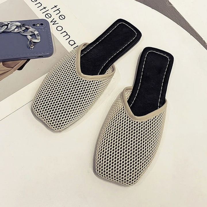 Women's mesh mules with closed toe - Odessa-Black-3-The Livary