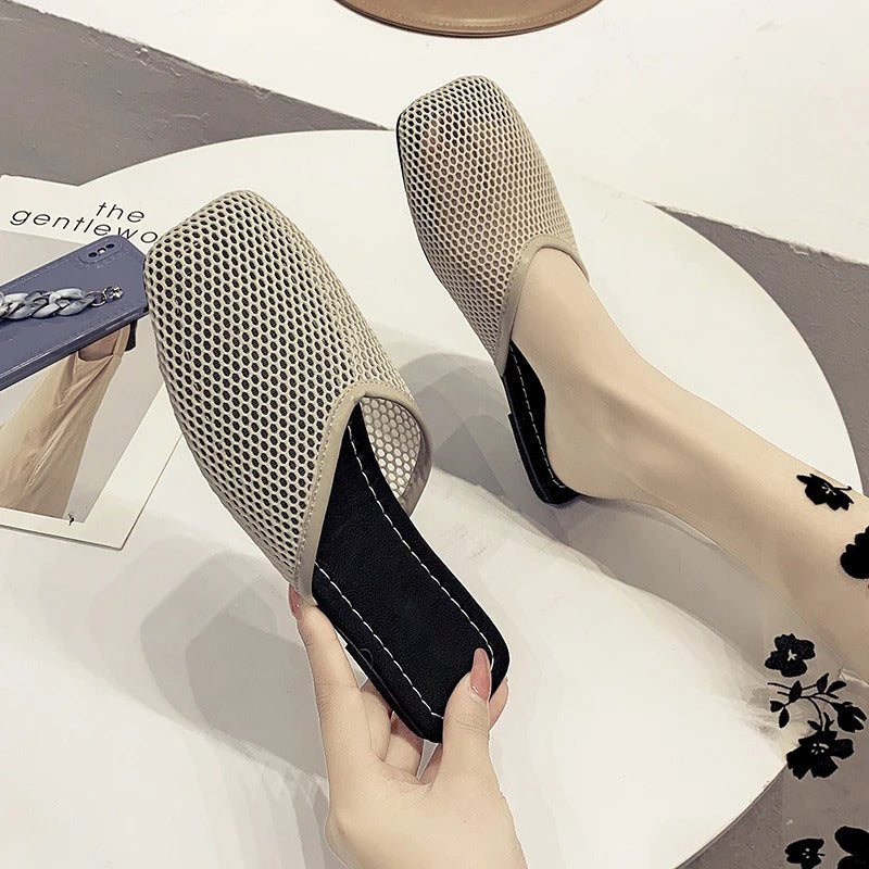 Women's mesh mules with closed toe - Odessa-Black-3-The Livary