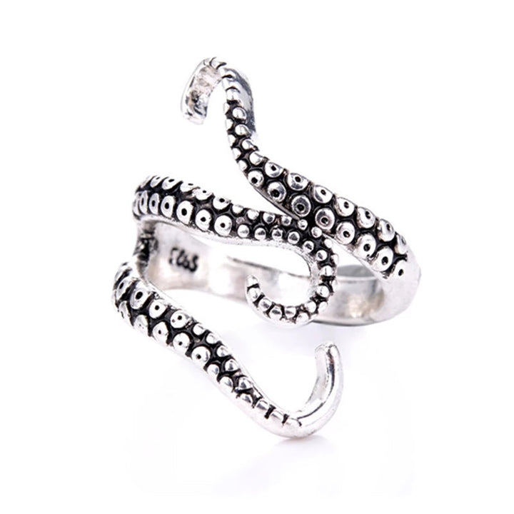 Adjustable Silver Tentacle Ring - Nautilus-The Livary