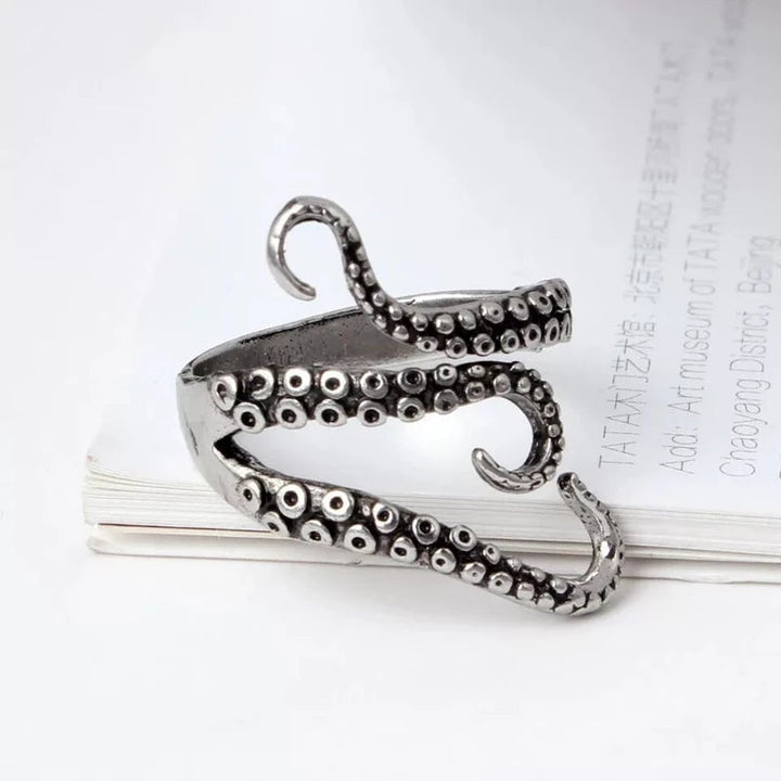 Adjustable Silver Tentacle Ring - Nautilus-The Livary