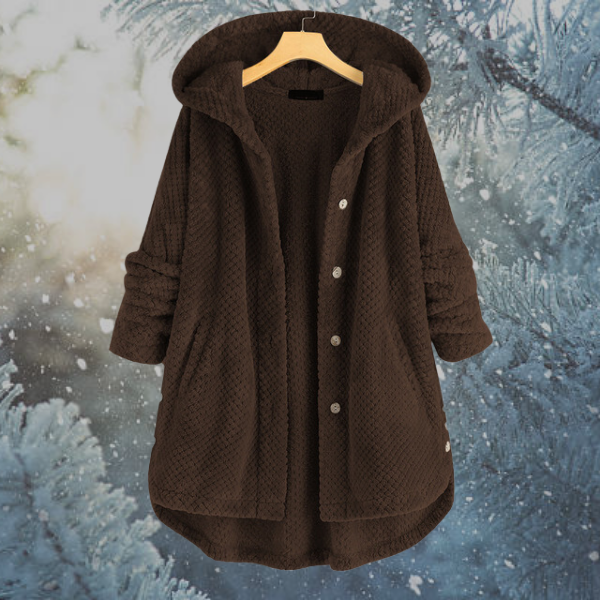 Ladies Winter Fleece Jacket with Hood - Nova-Dark brown-S-The Livary