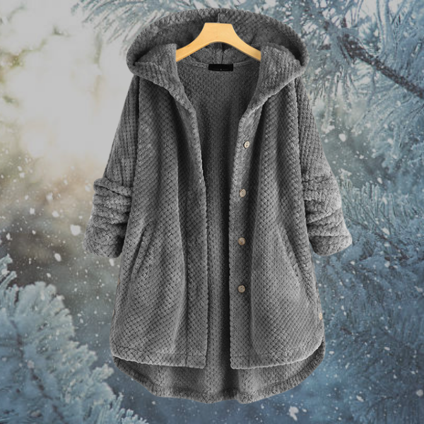 Ladies Winter Fleece Jacket with Hood - Nova-Gray-S-The Livary
