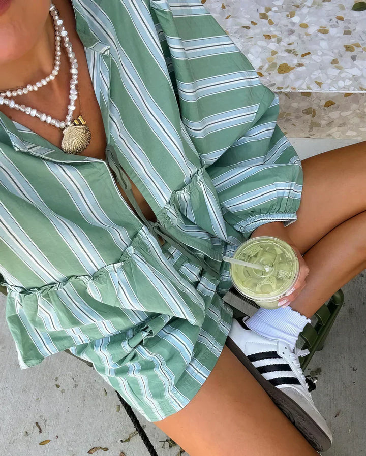 Lightweight leisure outfit for women – Solenne-Green-S-The Livary