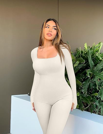 Ladies Shapewear Jumpsuit with Long Sleeves - SleekFit-Black-S-The Livary