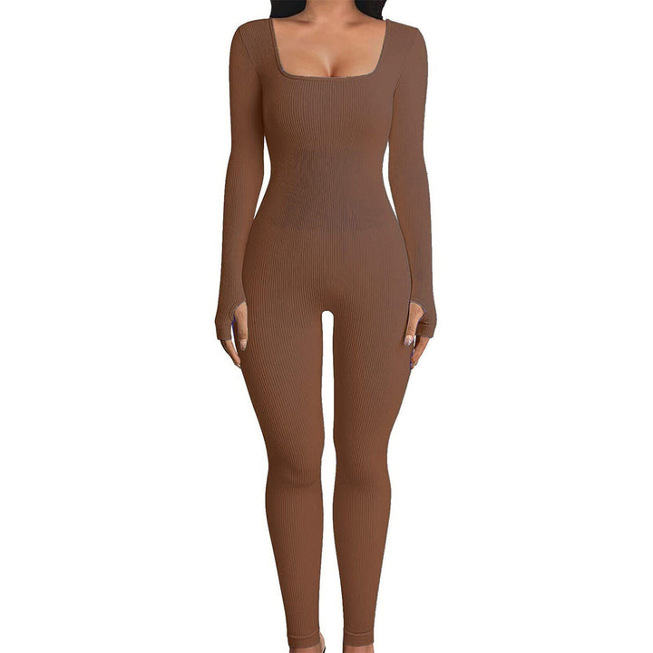 Ladies Shapewear Jumpsuit with Long Sleeves - SleekFit-Brown-S-The Livary