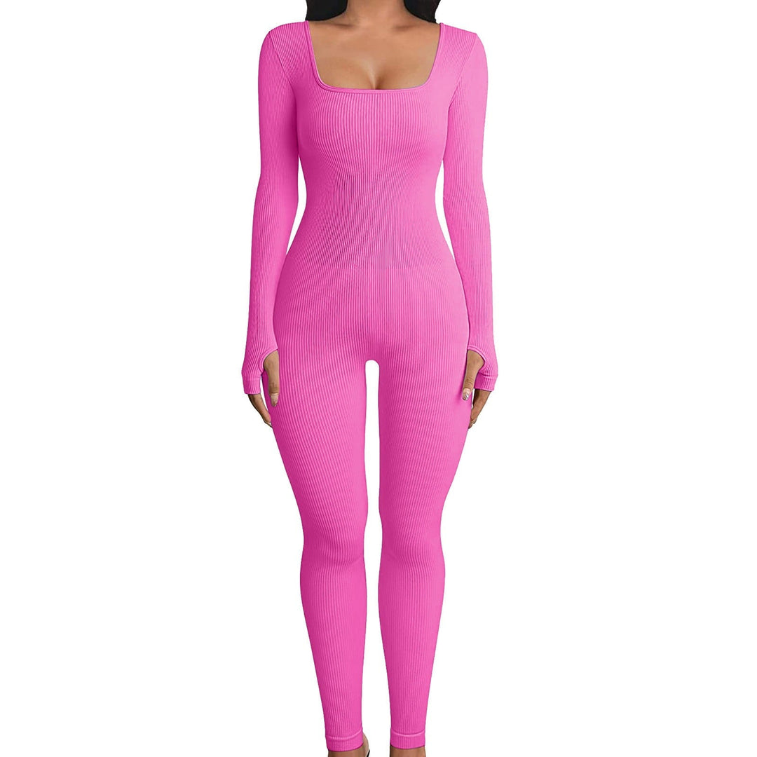 Ladies Shapewear Jumpsuit with Long Sleeves - SleekFit-Pink-S-The Livary