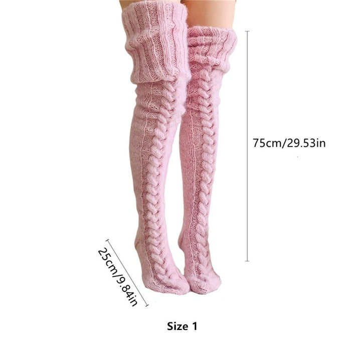 High Knitted Wool Ladies Socks - WarmWool-Grey-The Livary