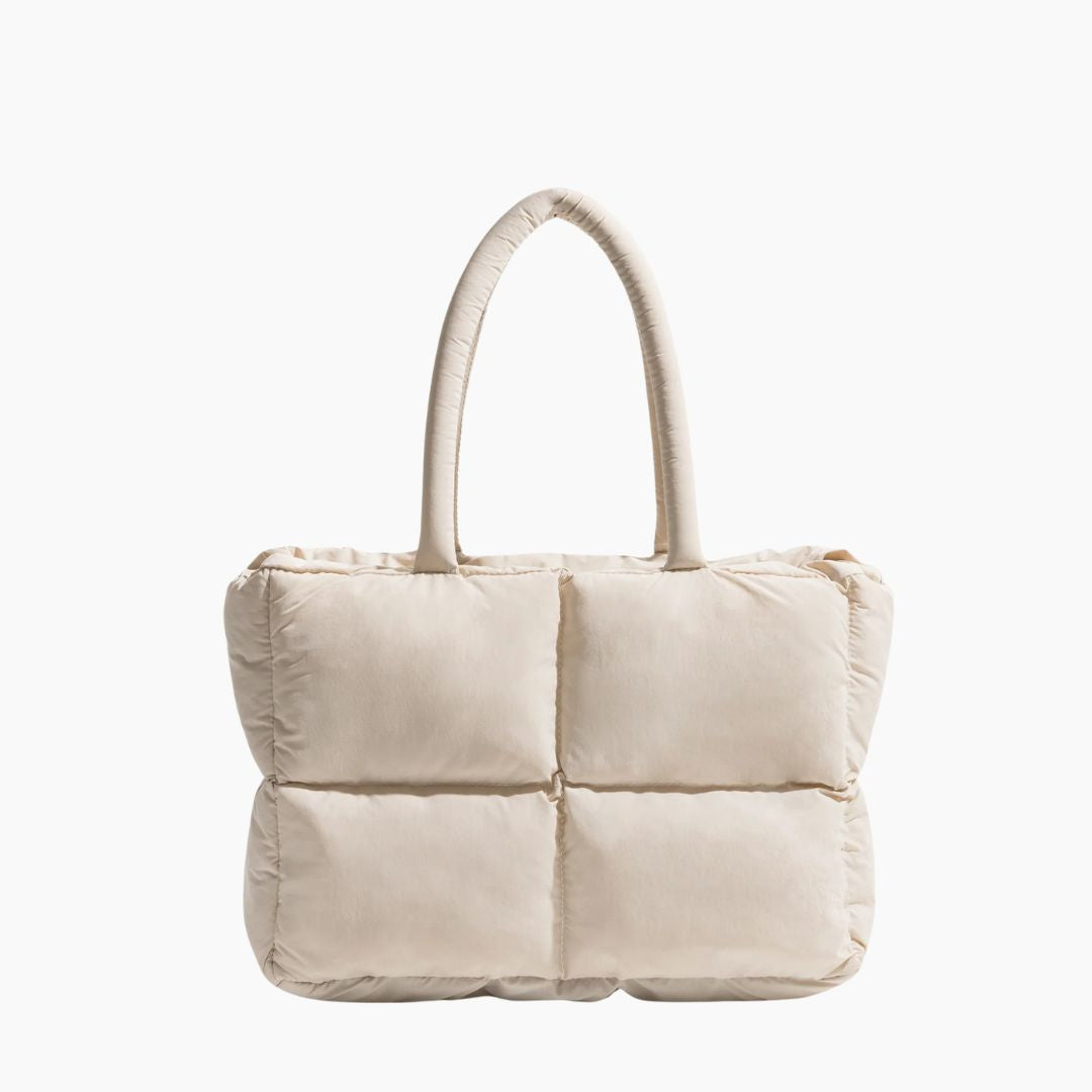 Stylish Puffer Shoulder Bag - Aurora-Cream-white-The Livary