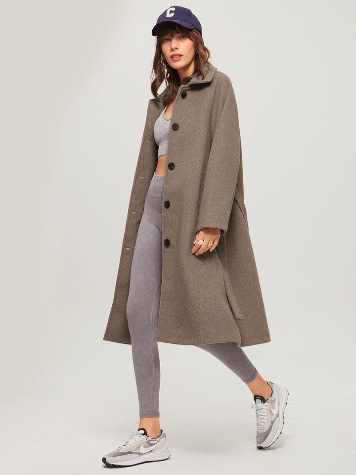 Long Women's Winter Coat - Isolde-Khaki-XS-The Livary
