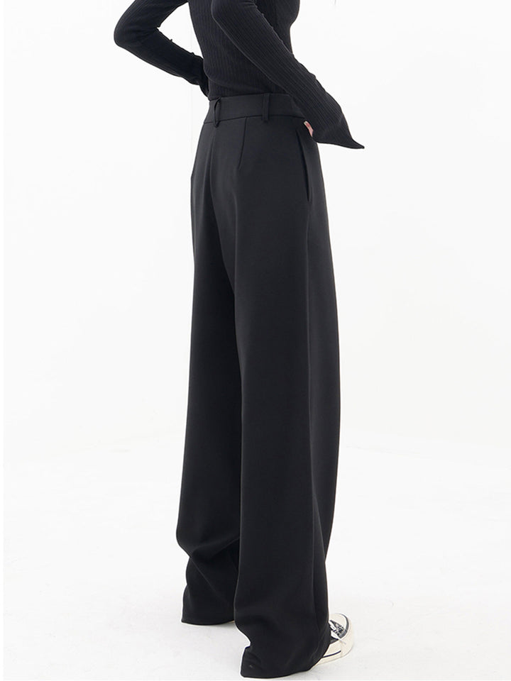 Asymmetrical Wide Women's Trousers with Double Button – Noa-Black-XS-The Livary