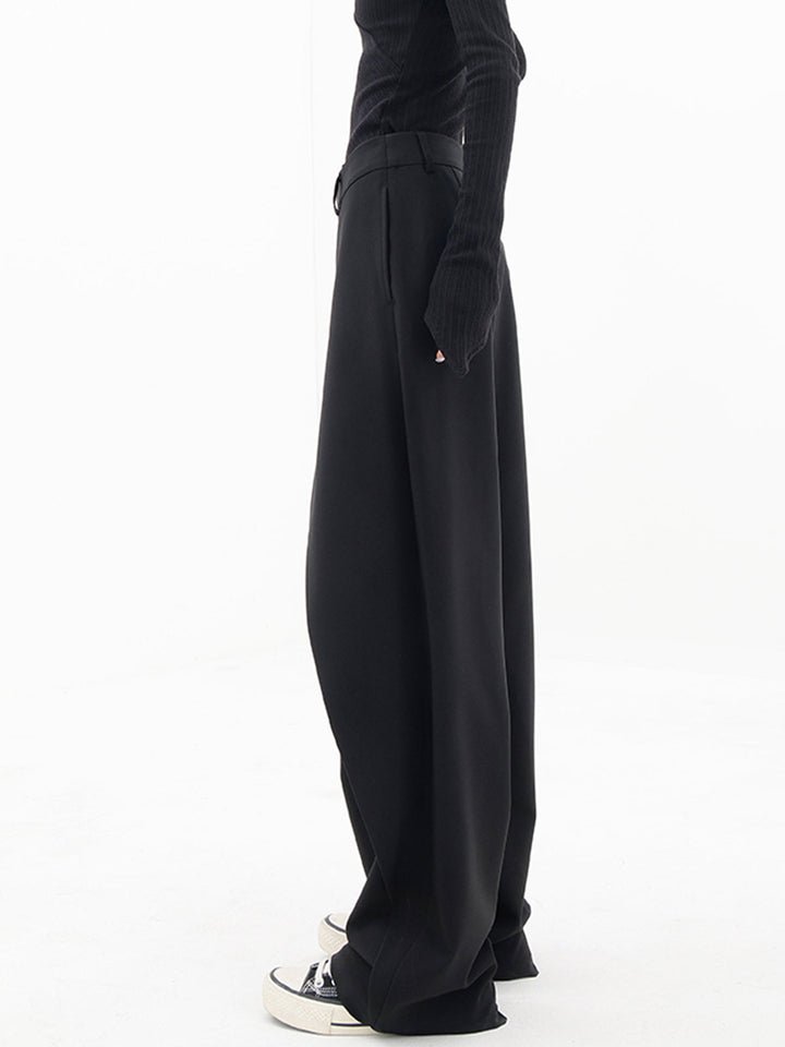 Asymmetrical Wide Women's Trousers with Double Button – Noa-Black-XS-The Livary