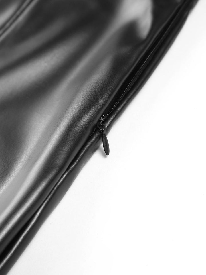 Flared Ladies Trousers in Imitation Leather - Sofia-Black-XS-The Livary