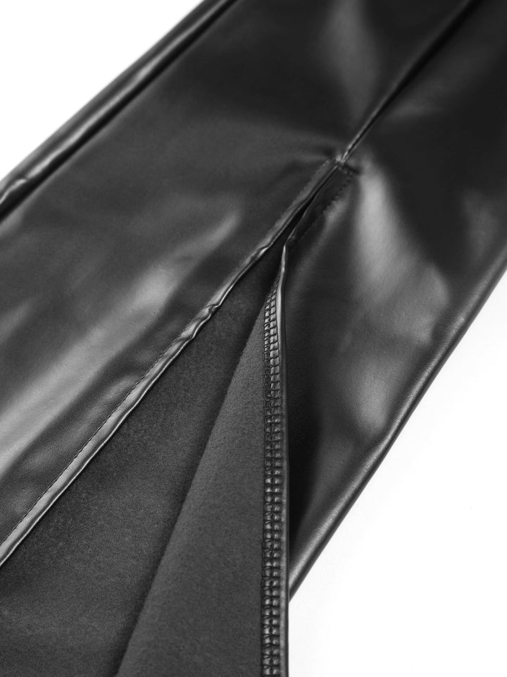 Flared Ladies Trousers in Imitation Leather - Sofia-Black-XS-The Livary