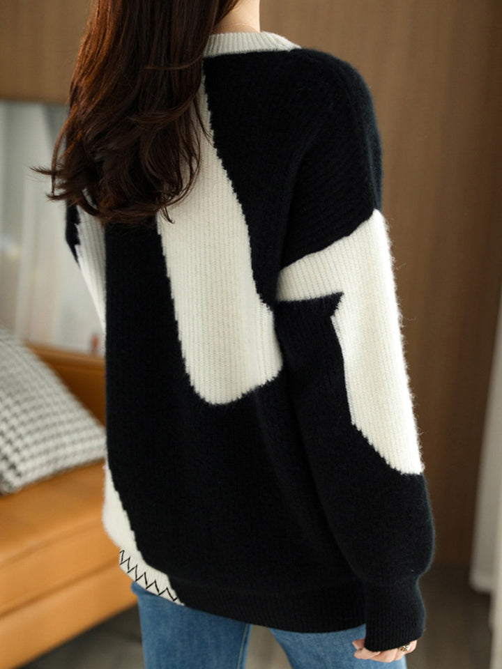 Oversized Zebra Print Sweater for Women - Lyla-Black-XS-The Livary