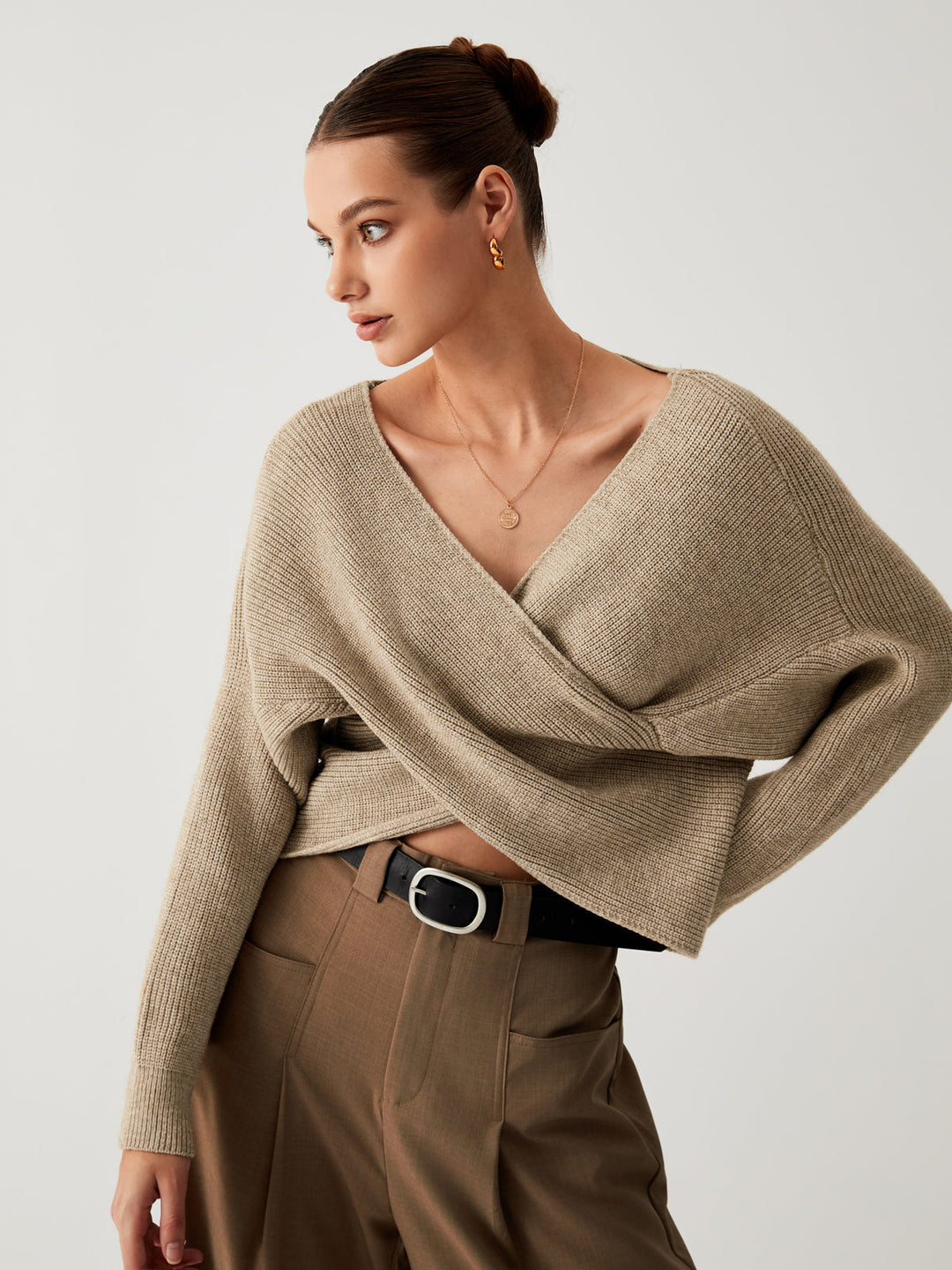 Oversized Sweater for Women - Sienna-Khaki-XS-The Livary